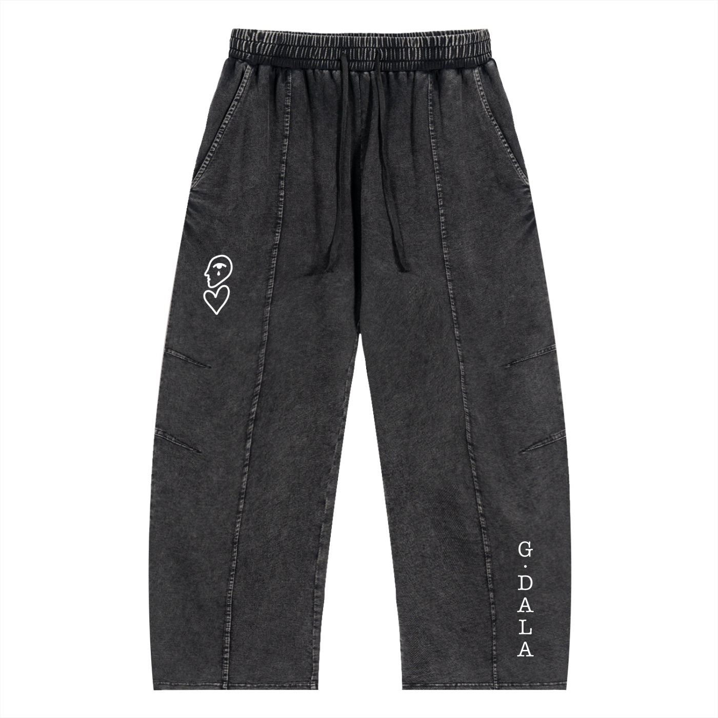 Snow Wash Drawstring Cotton Pants