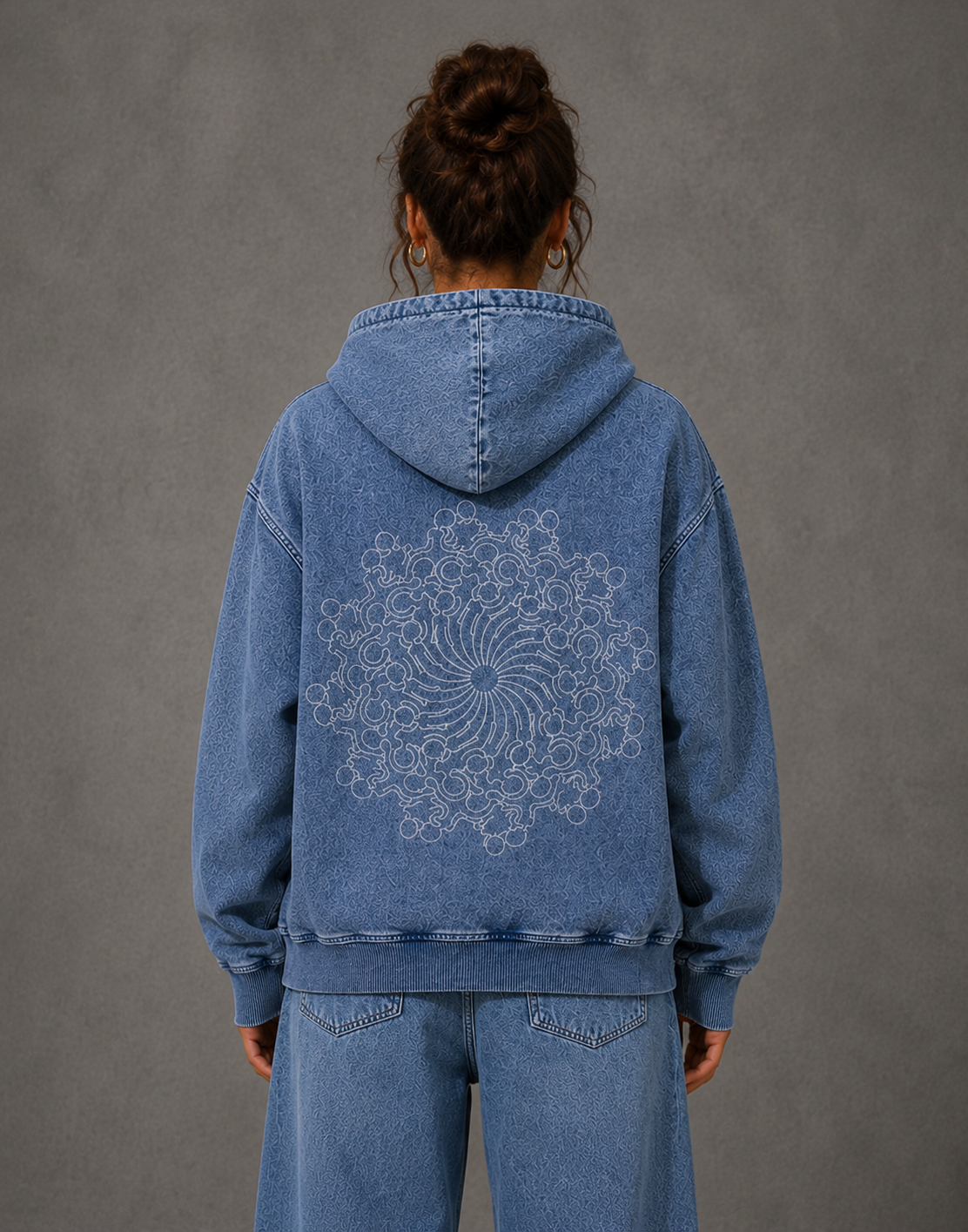 Snow Wash Oversized Zip-Up Hoodie