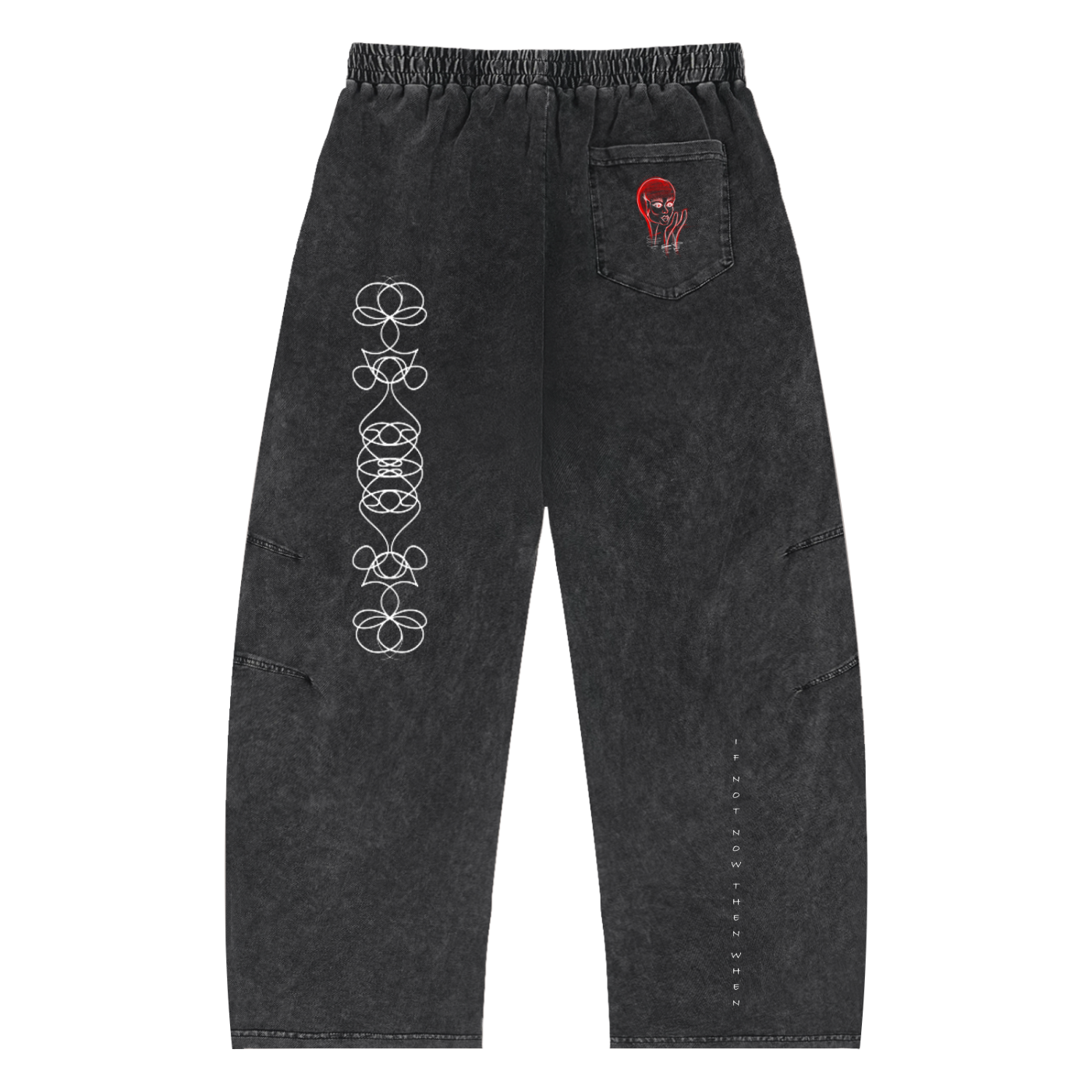 Snow Wash Drawstring Cotton Pants